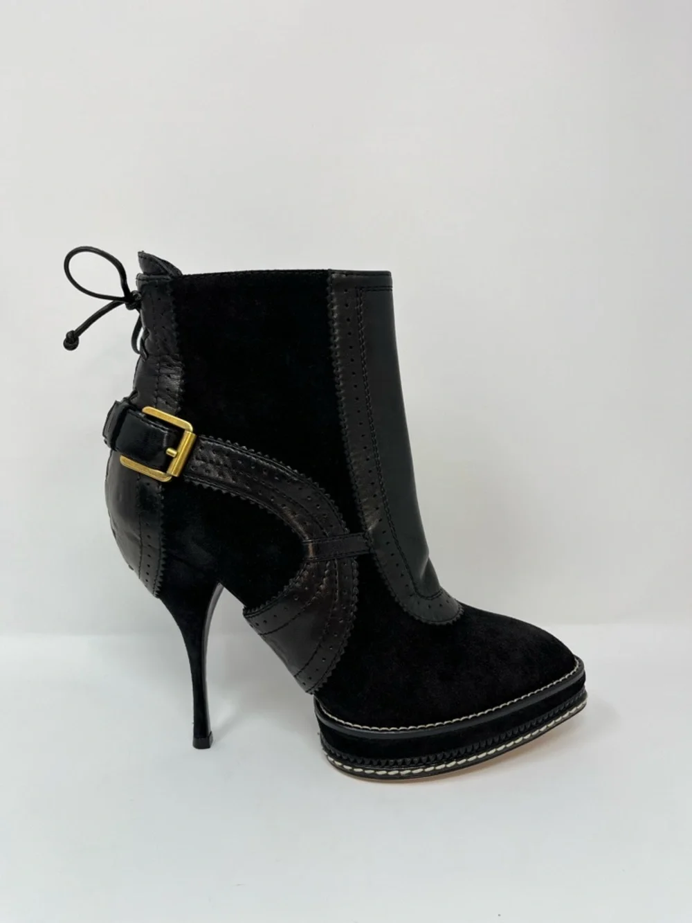 Christian Dior Galliano Vintage 90s Y2K Black Suede Leather Ankle Boots 37.5 7